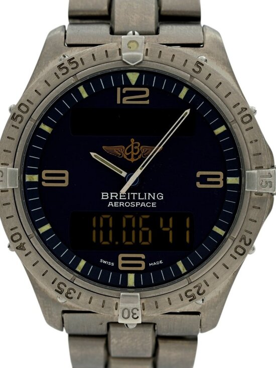 Breitling 40mm Men\'s Aerospace Titanium Multifunction Blue Dial Watch- E56062! main image 6